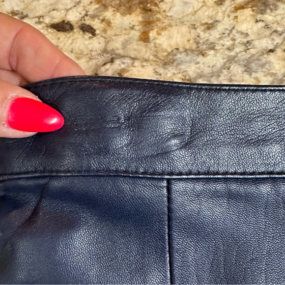 Continental baby soft lamb skin leather fringe skirt Indigo blue. NWOT cowgirl - Picture 15 of 15